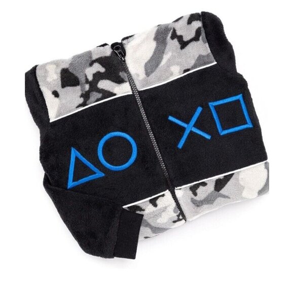 PlayStation Grey Camo Print Controller Symbols All In One Jumpsuit Unisex 13-14 - Picture 3 of 16